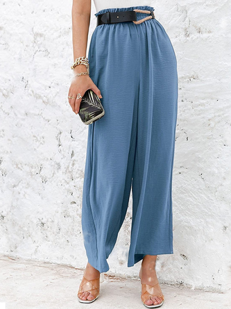 Casual Plain Loose Pants With No Belt