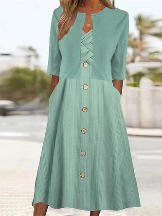 Women's Casual Plain Printed Two-Piece Dress Urban Resort Clothing