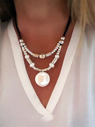 Imitation Pearl Beads Double Layer String Necklace