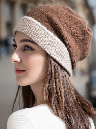 Imitation Cashmere Color Block Knitted Pile Hat