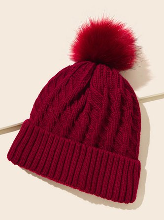 Christmas Fuzzy Ball Thicken Lined Knitted Hat