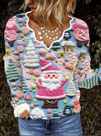 3D Digital Print Christmas Tree Loose Casual Sweatshirt