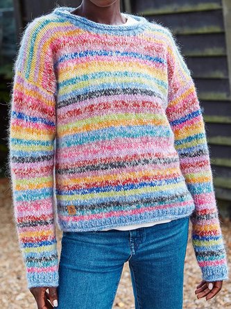 Ombre Casual Crew Neck Loose Sweater