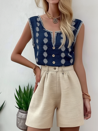 Notched Vacation Regular Fit Two-Piece Set