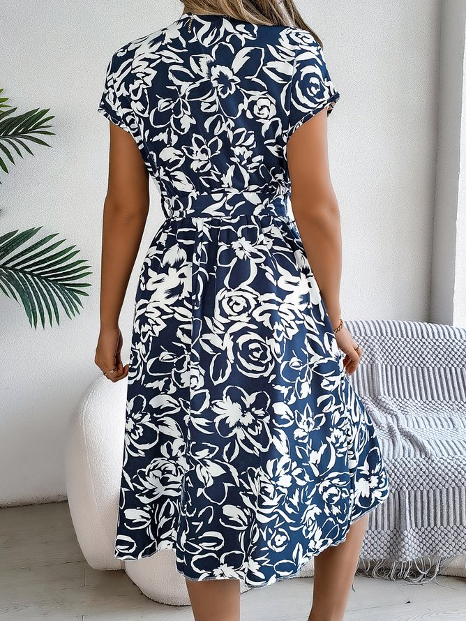 Floral Regular Fit Casual Dress With Belt