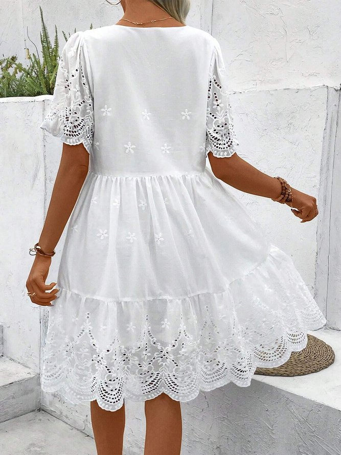 Cotton Jacquard Loose Elegant Dress