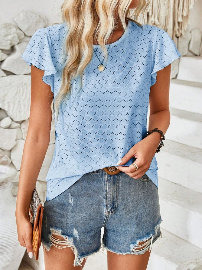 Ruffled Sleeves Buttoned Simple Loose Shirt