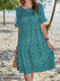 Crew Neck Knitted Casual Small Floral Dress