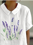 Cotton Shawl Collar Casual Floral Shirt