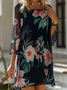 Casual Floral Square Neck Loose Dress