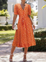 Vacation Small Floral V Neck Dress With Belt